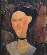 Woman with a Velvert Ribbon (mk39) Amedeo Modigliani